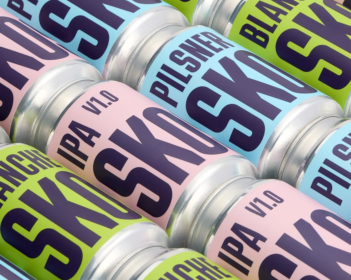 Lattine di Skossa IPA, Pilsner e Blanche una accanto all'altra